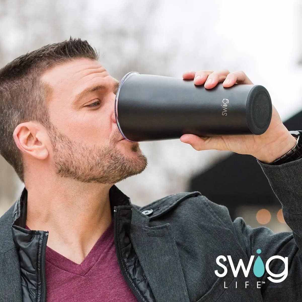 Swig Life Vaso de café de 22 onzas con aislamiento, con tapa, apto para vasos, apto para lavavajillas, acero inoxidable, tazas grandes de viaje