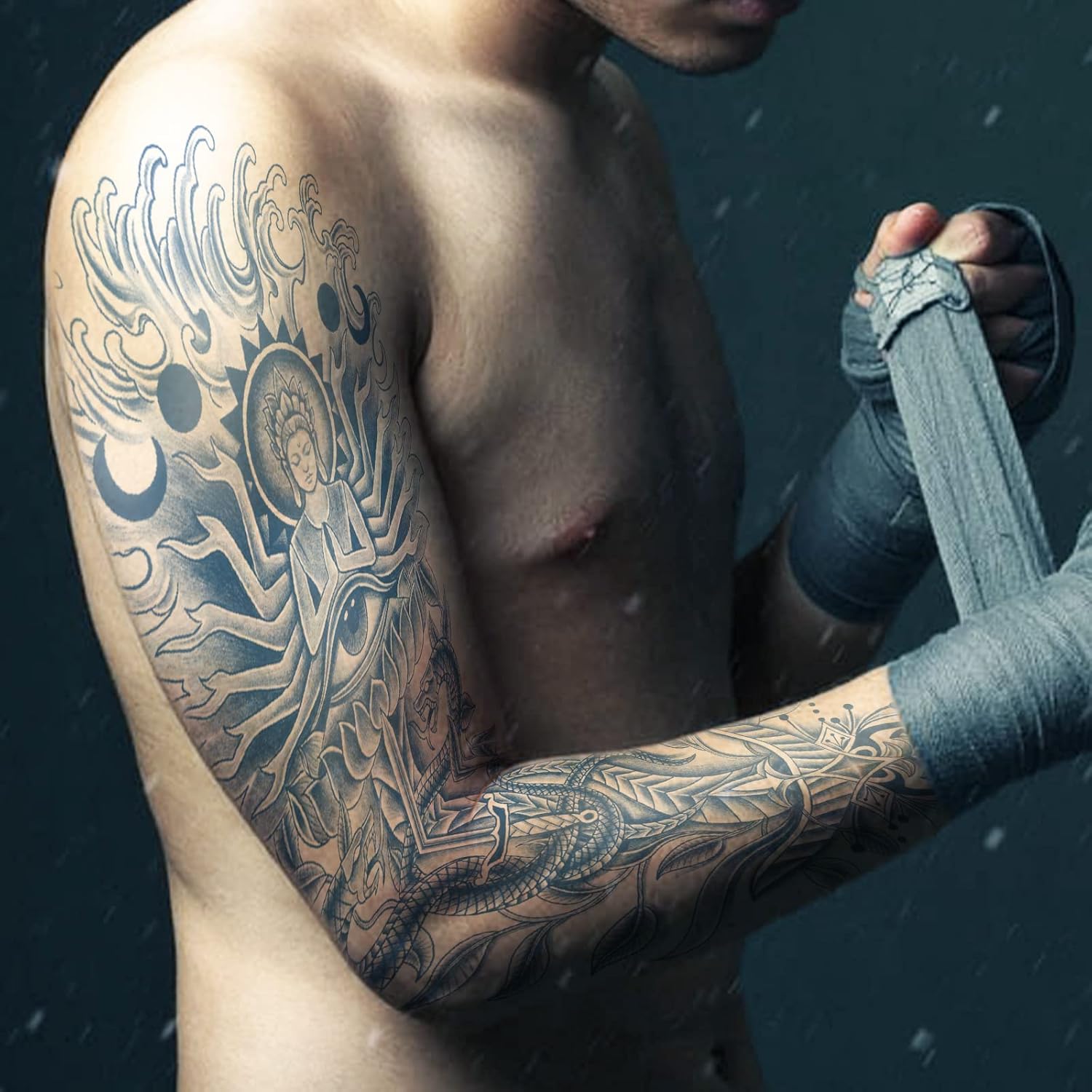 Aresvns Tatuaje de manga semipermanente para mujeres y hombres, tatuajes temporales realistas de brazo completo, impermeable y duradero, regalo de