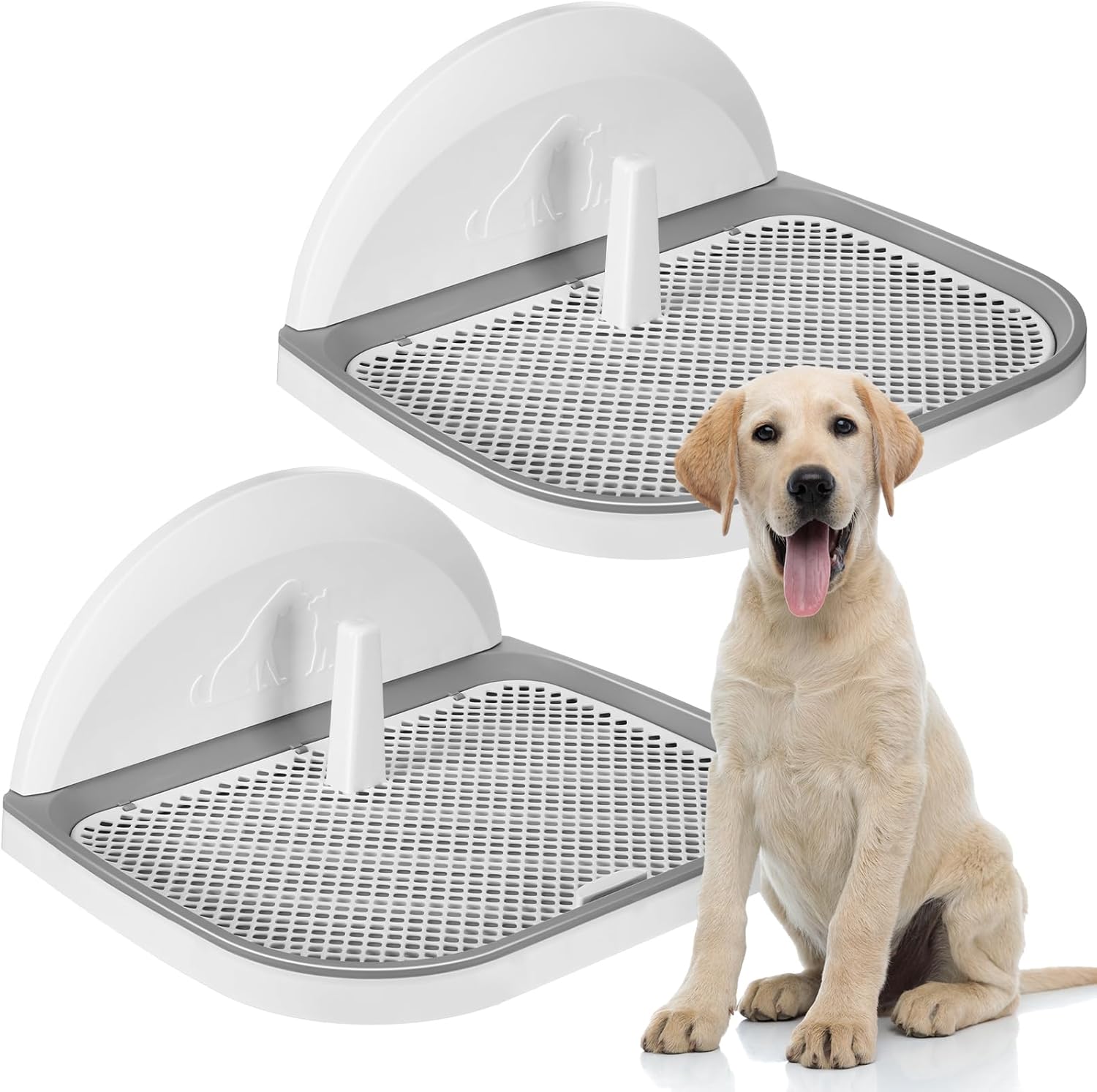 Ziliny Bandeja de entrenamiento para perros con columna de pared portátil, soporte para orinal para entrenamiento de perros, 2 unidades, bandeja de