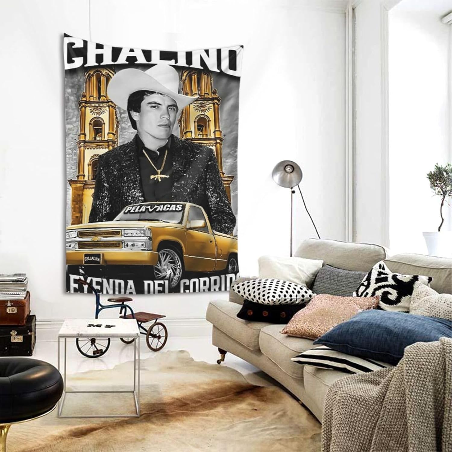 Uoajzxoi Chalino – Tapiz de arte de pared de Sánchez, cantante y compositor, para dormitorio, elegante decoración de pared, manteles de decoración