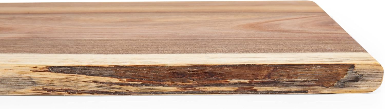 PICNIC TIME Disney Princess Cenicienta Artisan – Tabla de embutidos de acacia de 24 pulgadas con borde de madera cruda, tabla de queso, plato para