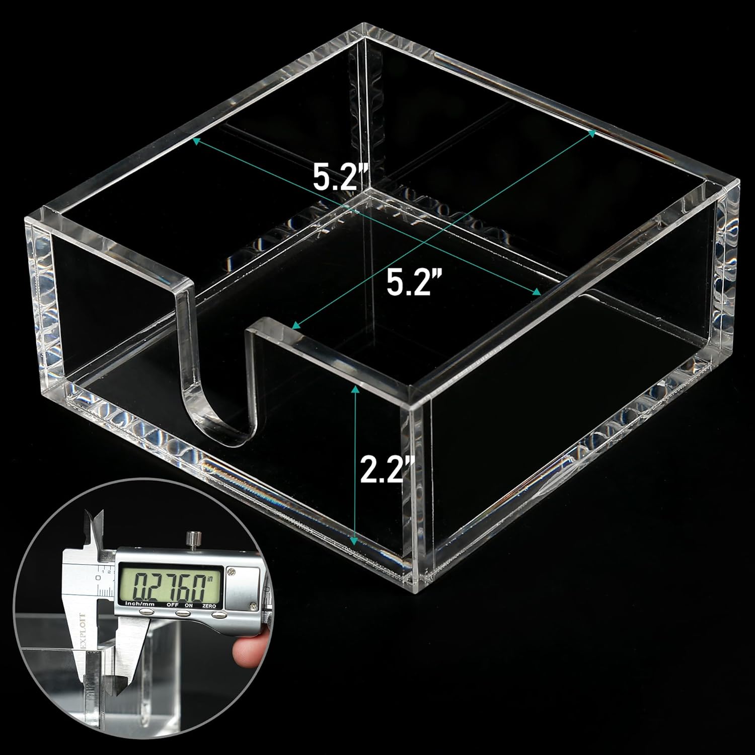 LotFancy Servilletero acrílico para servilletas de cóctel de 5 x 5 pulgadas, soporte de papel transparente para mesa, cocina, bar, fiesta,