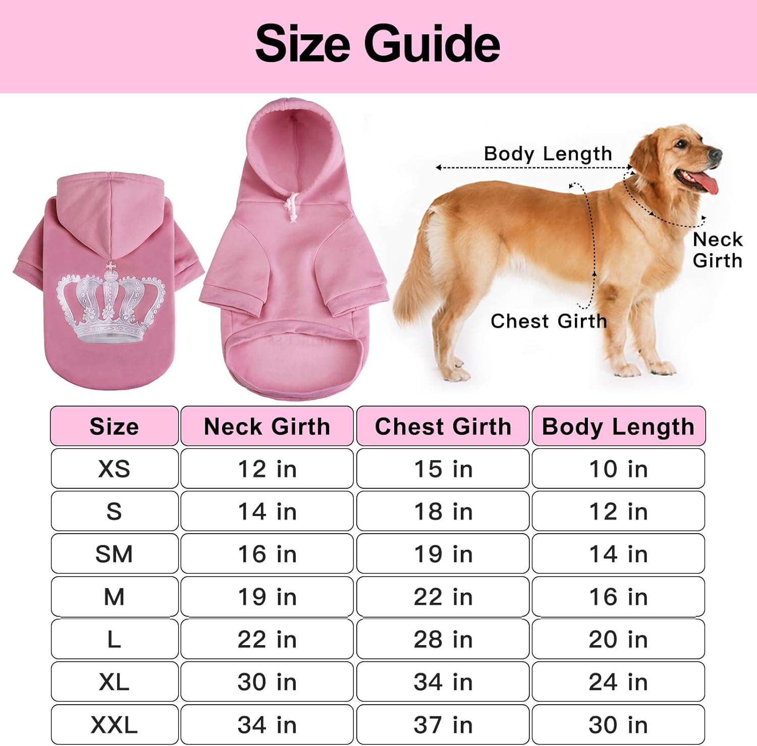 EXPAWLORER Prinecss – Sudadera con capucha para niña, suéter con capucha para perro con agujero para correa, ropa para clima frío para perro,