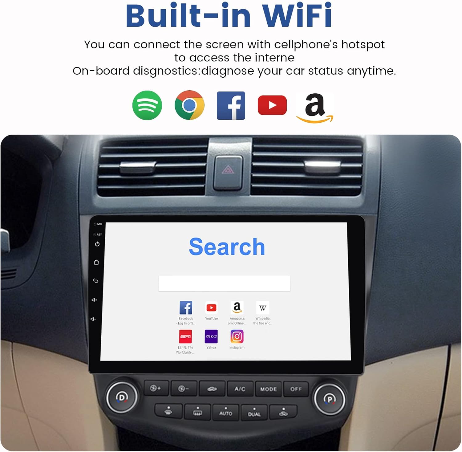 4+64 GB, Android 11 estéreo de coche para Honda Accord 7th 2003 2004 2005 2006 2007, 8-Core 10.1 pulgadas pantalla táctil actualización reproductor