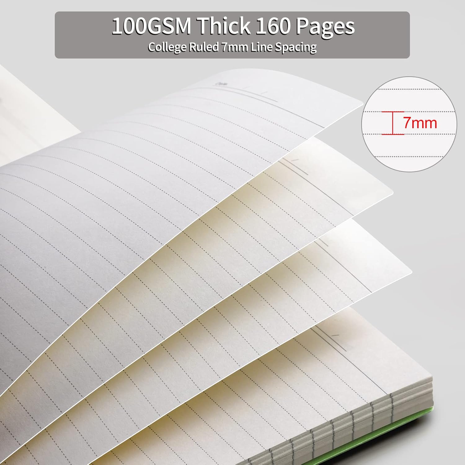 HIUKOOKA Cuaderno de rayas universitarias de 7.48 x 10.15 pulgadas (B5), paquete de 4 cuadernos de tapa dura en espiral con notas adhesivas, 160