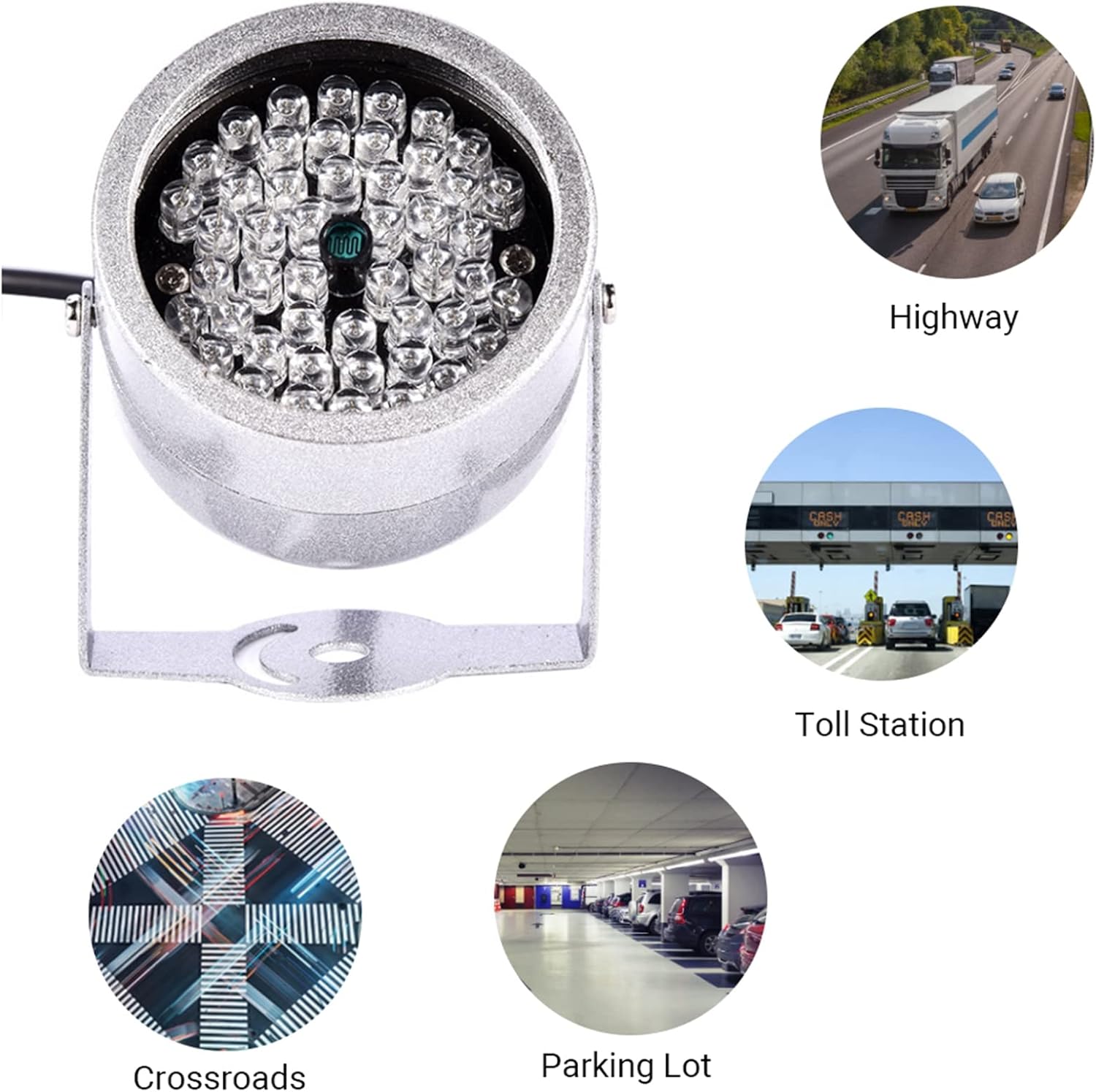 Ejoyous Iluminador infrarrojo, 48 luces LED IR iluminador 60 grados gran angular impermeable infrarrojo luz de visión nocturna para interior y