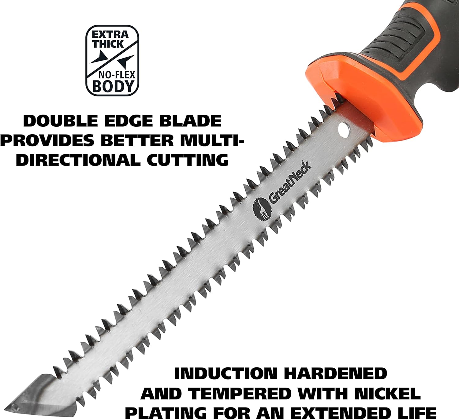 GreatNeck 74031 – Sierra Jab y funda de doble filo, herramienta de corte para paneles de yeso, sierra de doble cara, sierra Jab de hoja de piedra,