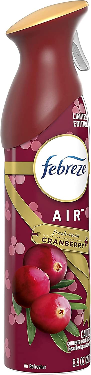 Febreze Ambientador en aerosol en edición limitada Holiday Collection 2020 Fresh-Twist Cranberry Fragrance (peso neto 8.8 onzas por botella).