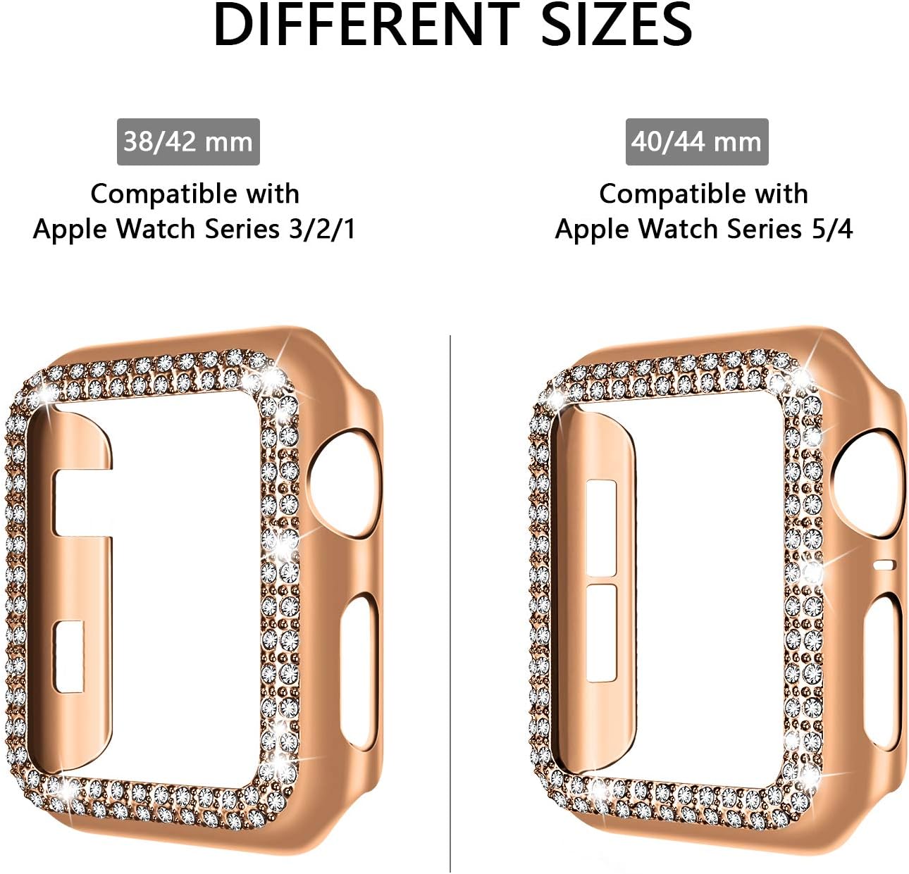 adepoy – Carcasa para Apple Watch con protector de pantalla y cristales brillantes, protección completa para iWatch Series 654321 SE