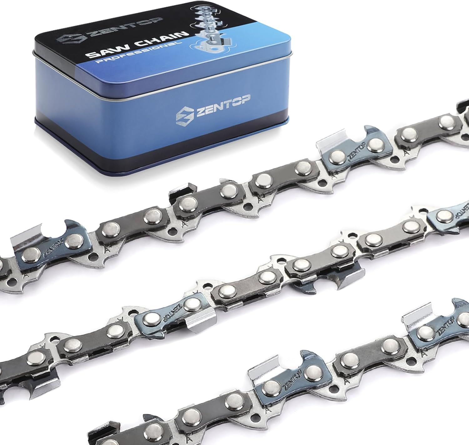 Zentop Cadena de motosierra de 14 pulgadas, paquete de 3, paso LP de 38 pulgadas, calibre de 043 pulgadas, 52 eslabones de transmisión, A0-52DL, se