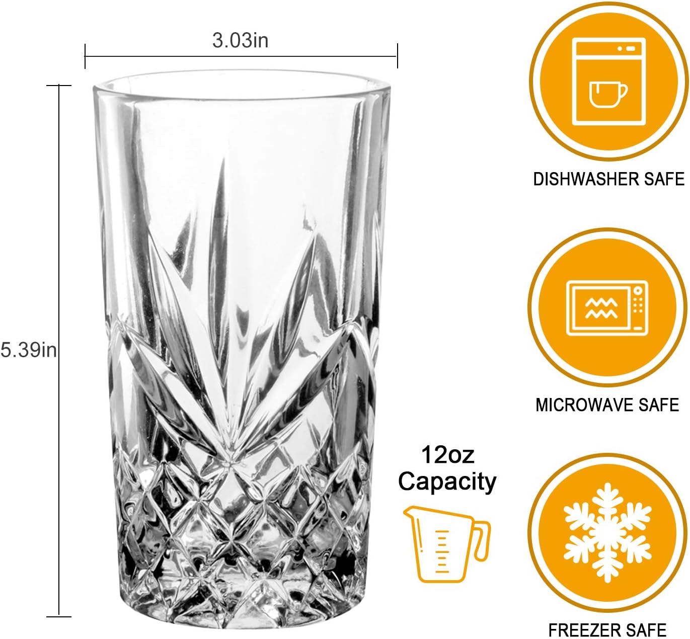 Juego de vasos de whisky de 12 onzas, vasos de licor, vasos redondos transparentes, vasos de roca, vasos de cóctel a la antigua, vasos de bourbon