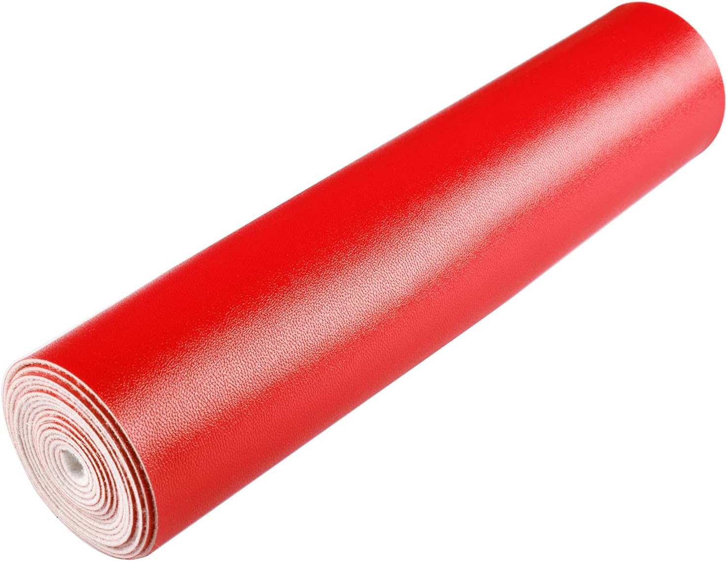 Rollo de hojas de piel sintética color rojo liso liso de 12 x 53 pulgadas, muy adecuado para hacer manualidades, aretes de cuero, lazos, costura