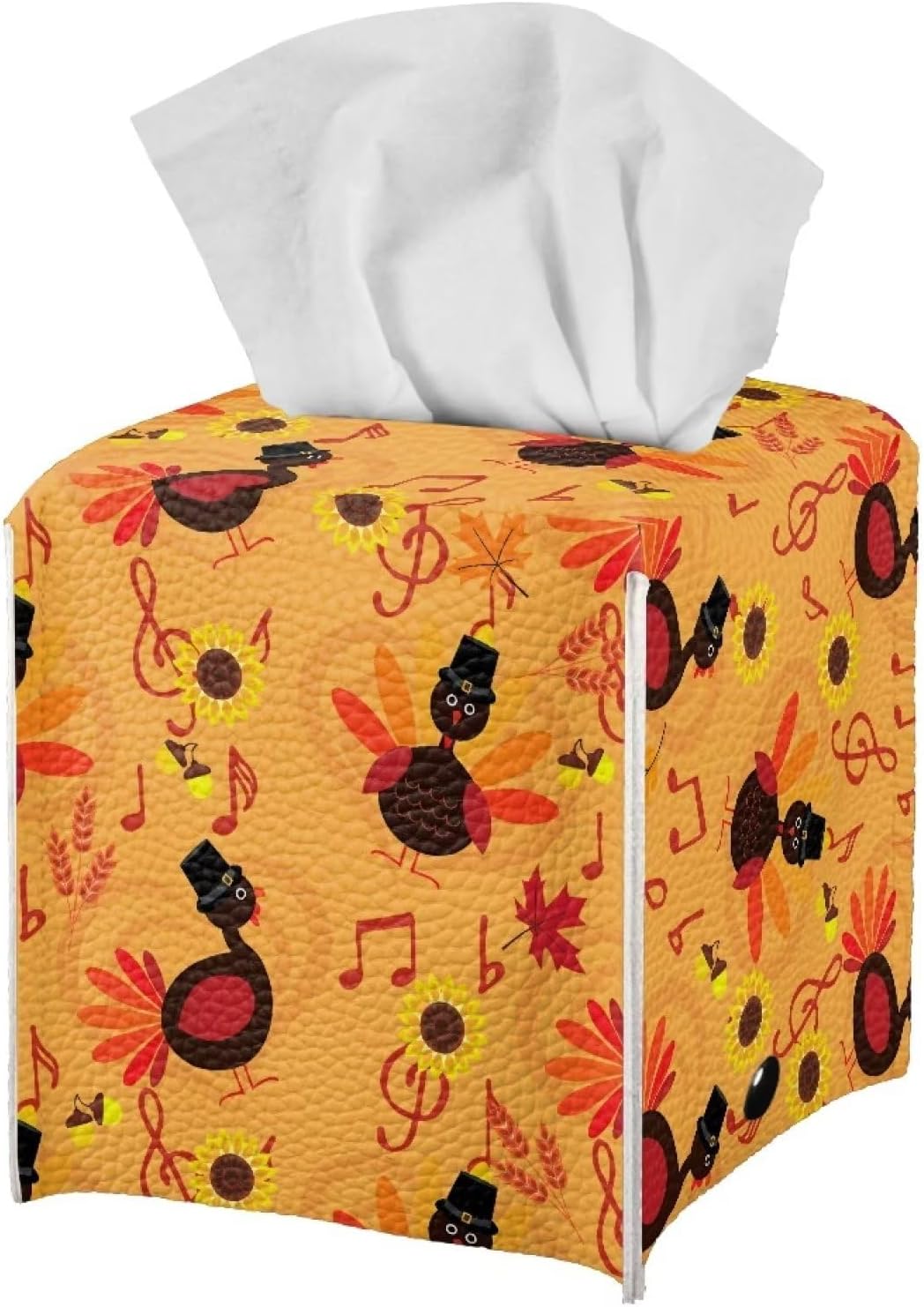 Funda para caja de pañuelos de pavo con cinturón inferior, organizador de pañuelos cuadrado de cuero, dispensador de pañuelos decorativo de Acción
