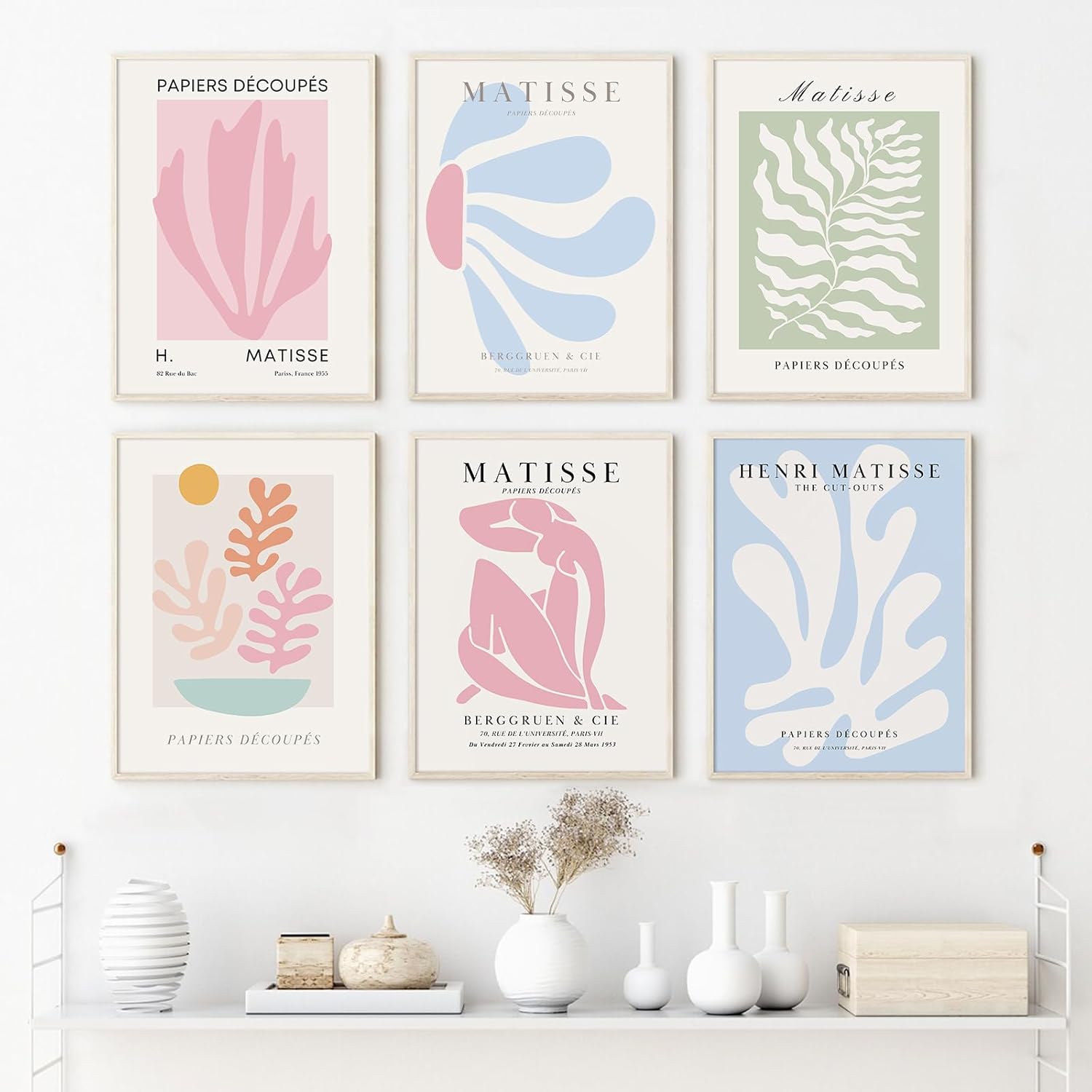 Henri Matisse – Póster de pared de 12 x 16 pulgadas sin marco para decoración de pared, pintura pastel danesa de Henri Matisse, lienzo rosa y azul,