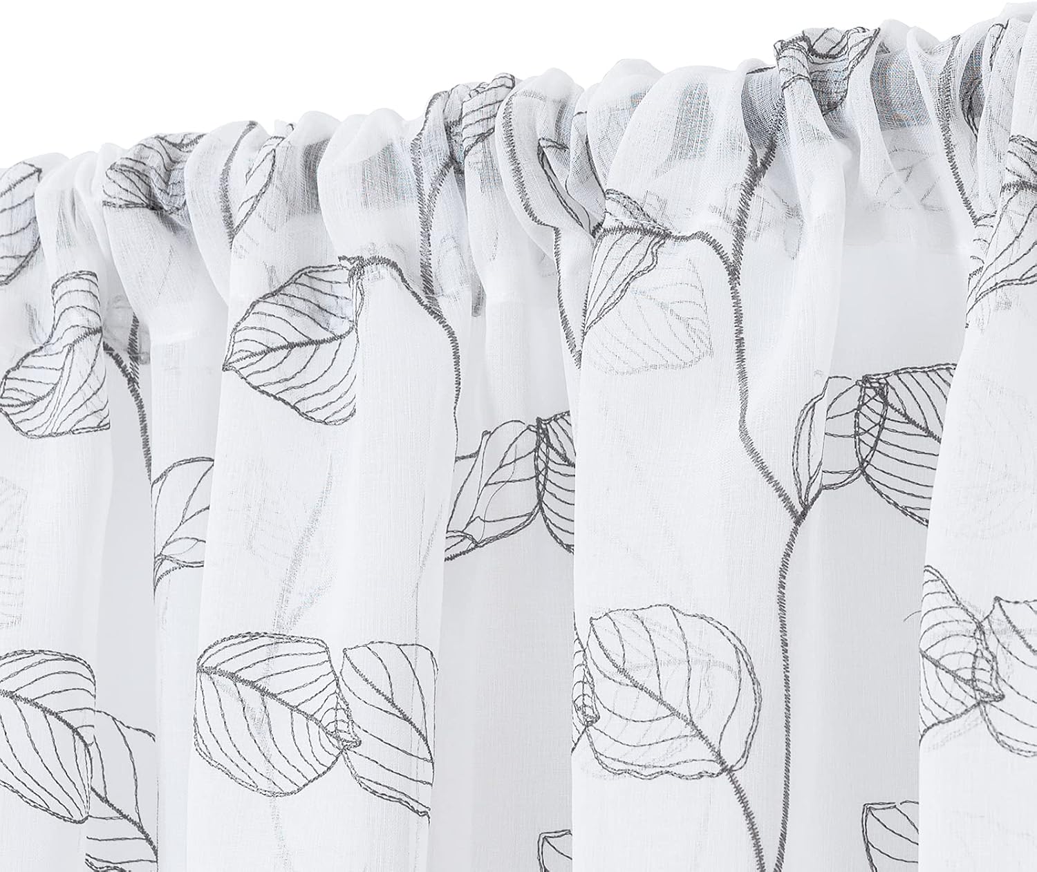 Topick cortinas con hortensias bordadas para sala de estar, con ojales