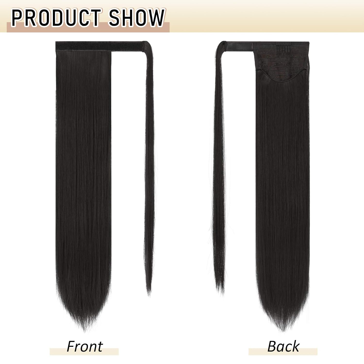 Sofeiyan – Extensión de cola de caballo larga, cabello lacio sintético, extensión con clip envolvente para mujer