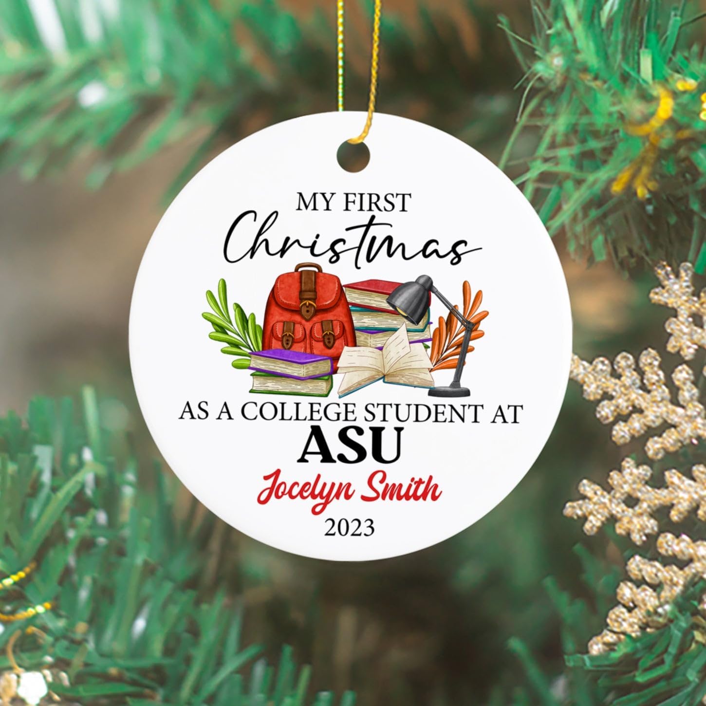 Adorno de mi primera Navidad como estudiante universitario, adorno personalizado de primera Navidad como estudiante universitario, regalo para