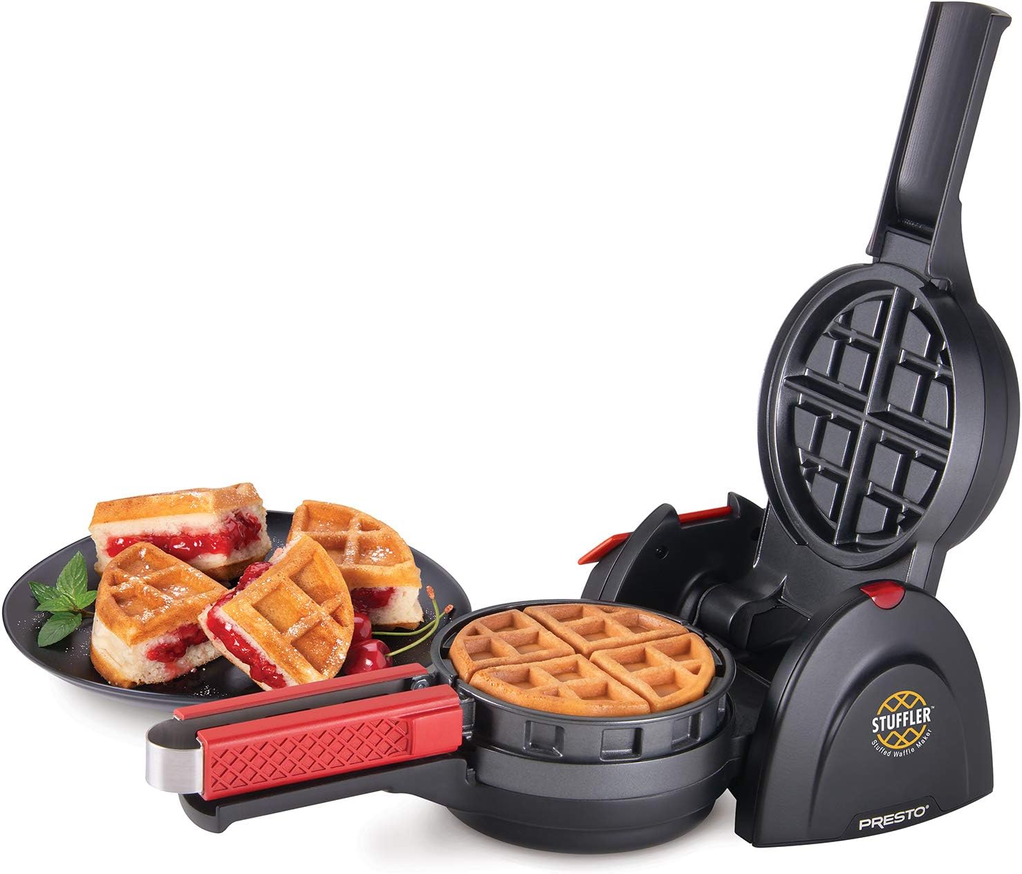 Presto Máquina de gofres rellena Stuffler + waflera belga de cerámica FlipSide Presto