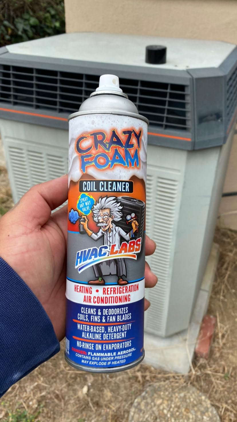 Crazy Foam – Limpiador de bobina de CA para unidad de CA, limpiador de bobina de condensador HVAC, evaporador, sin enjuague ni enjuague con agua,