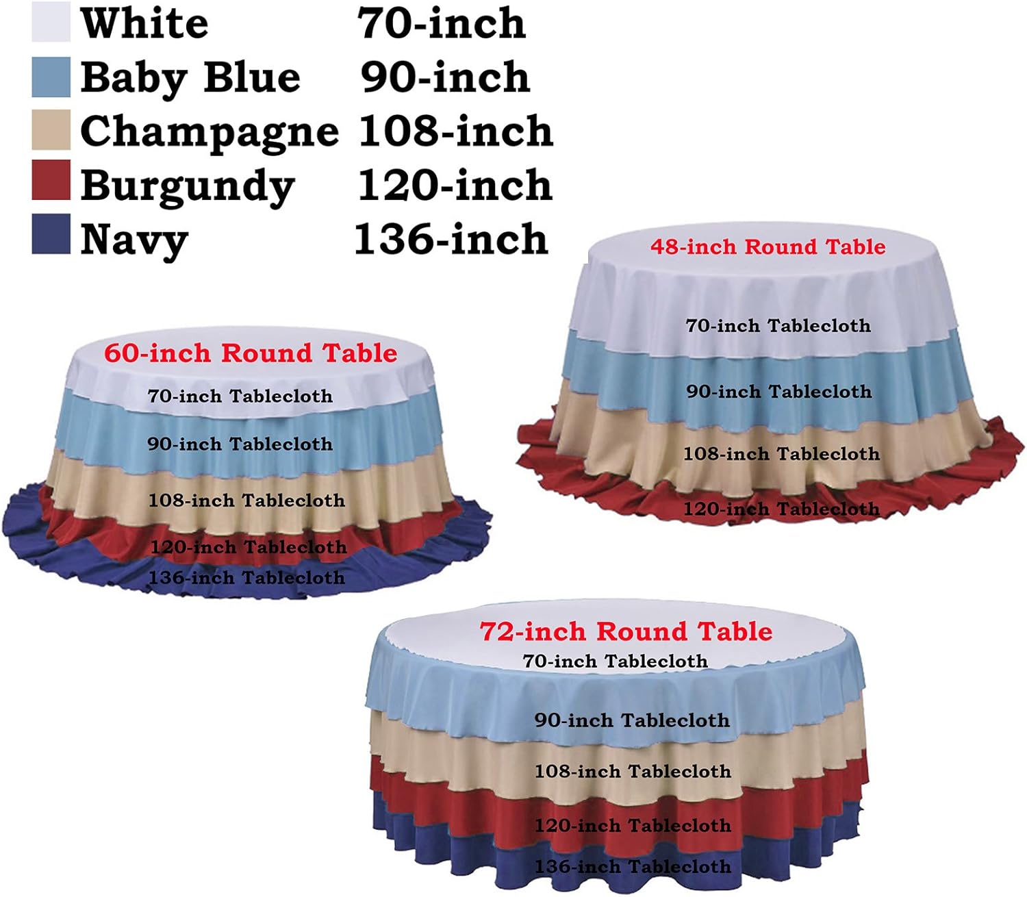 tableclothsfactory 120″ Ronda de Marfil poliéster mantel