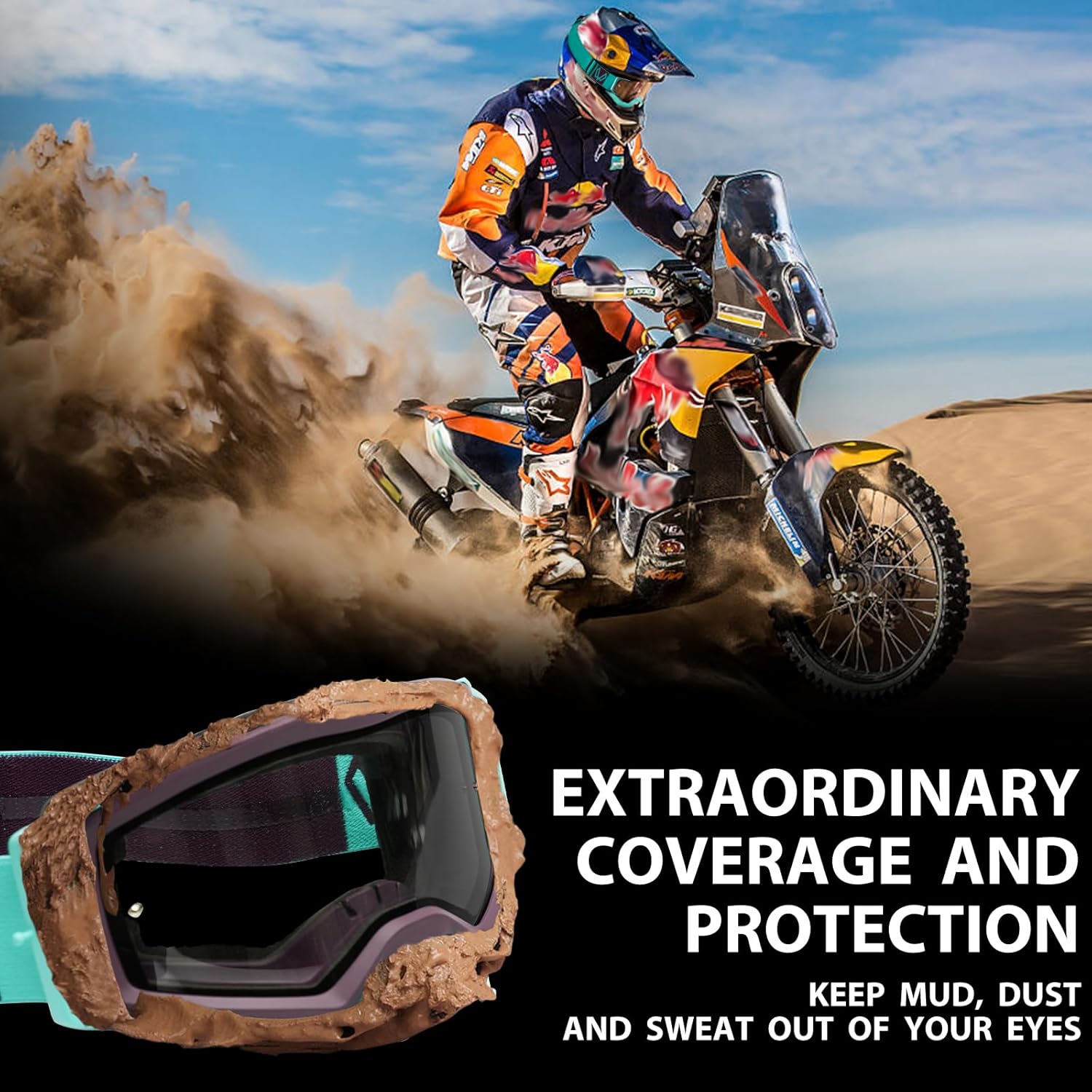 Gafas de motocross OTG, gafas de motocross ATV para hombres, mujeres, adultos, jóvenes, gafas de motocicleta de visión amplia