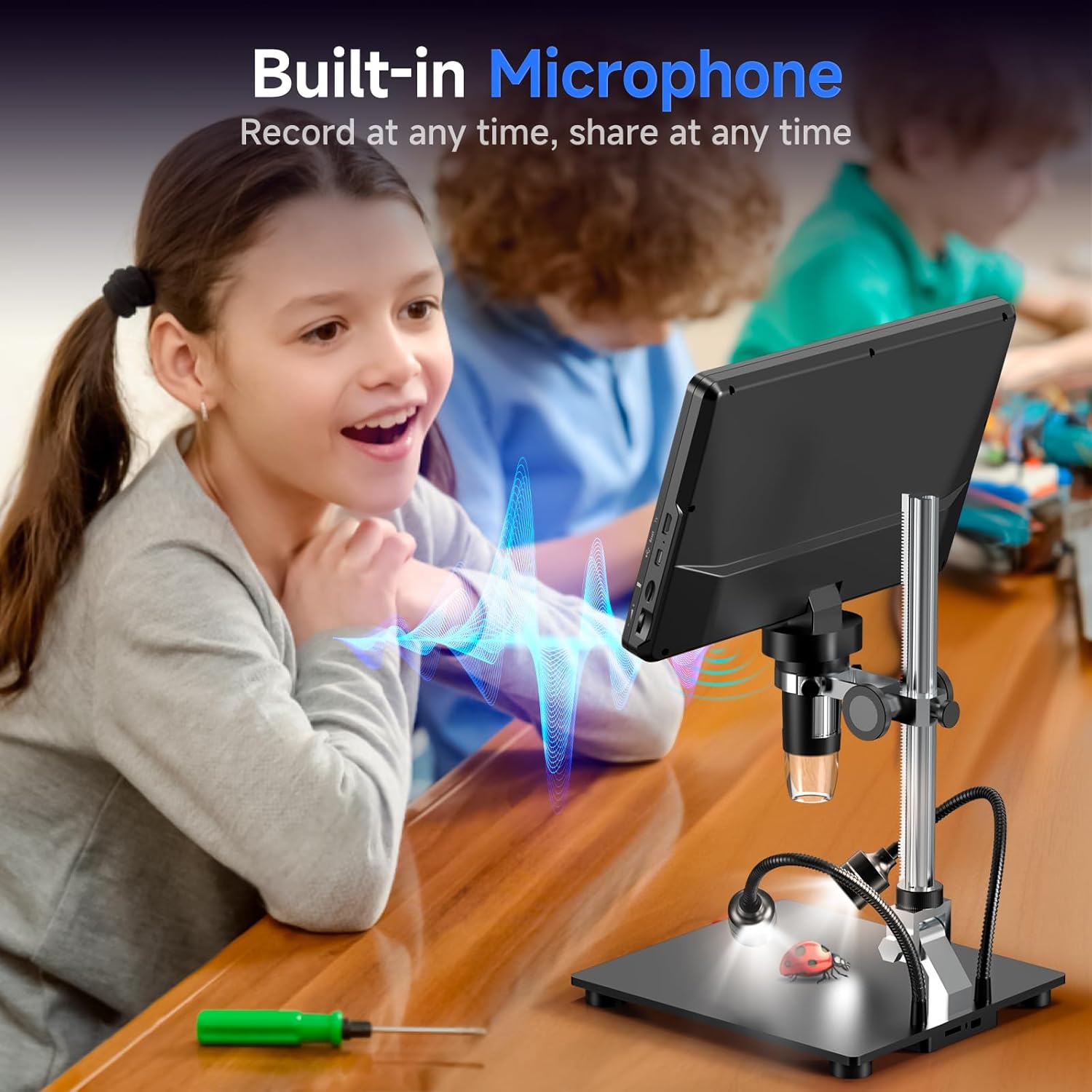 Hayve DM12 Microscopio digital HDMI de 10.1 pulgadas, microscopio de monedas 2000X con pantalla IPS, microscopio de soldadura de 20 MP para