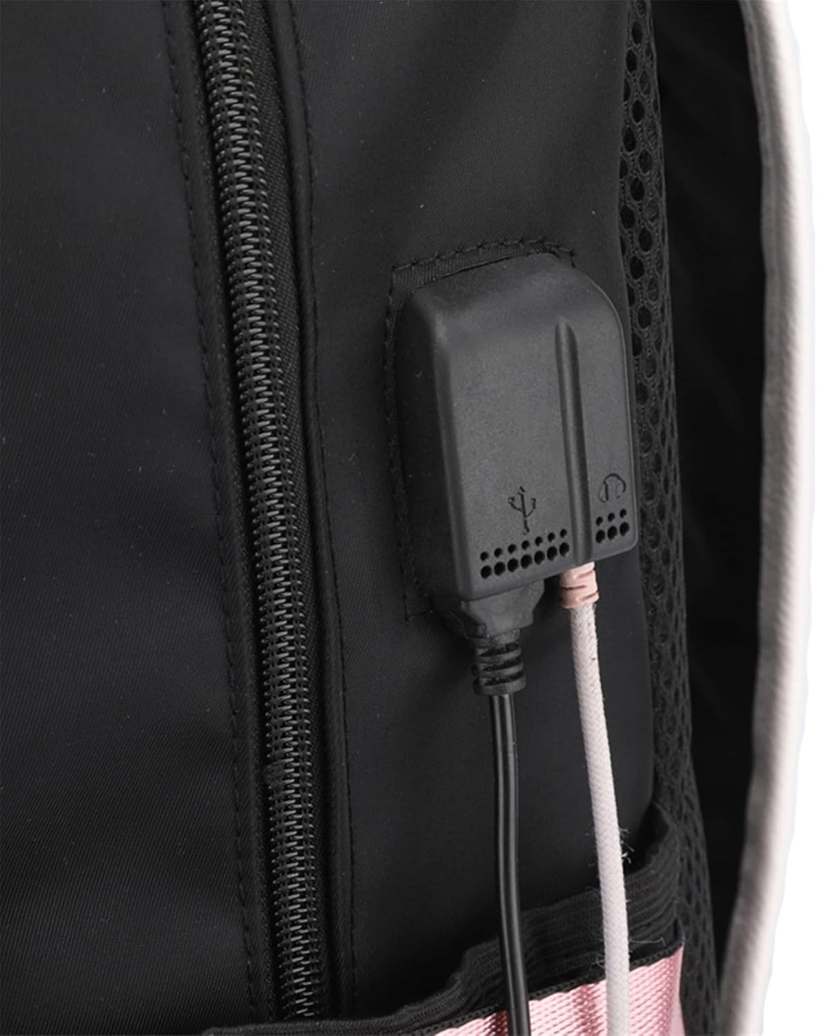 Bolsa de libros con puerto de cargador USB, bolsa casual para computadora portátil, mochila de viaje con gráficos de anime, blanco2, Mochilas Daypack