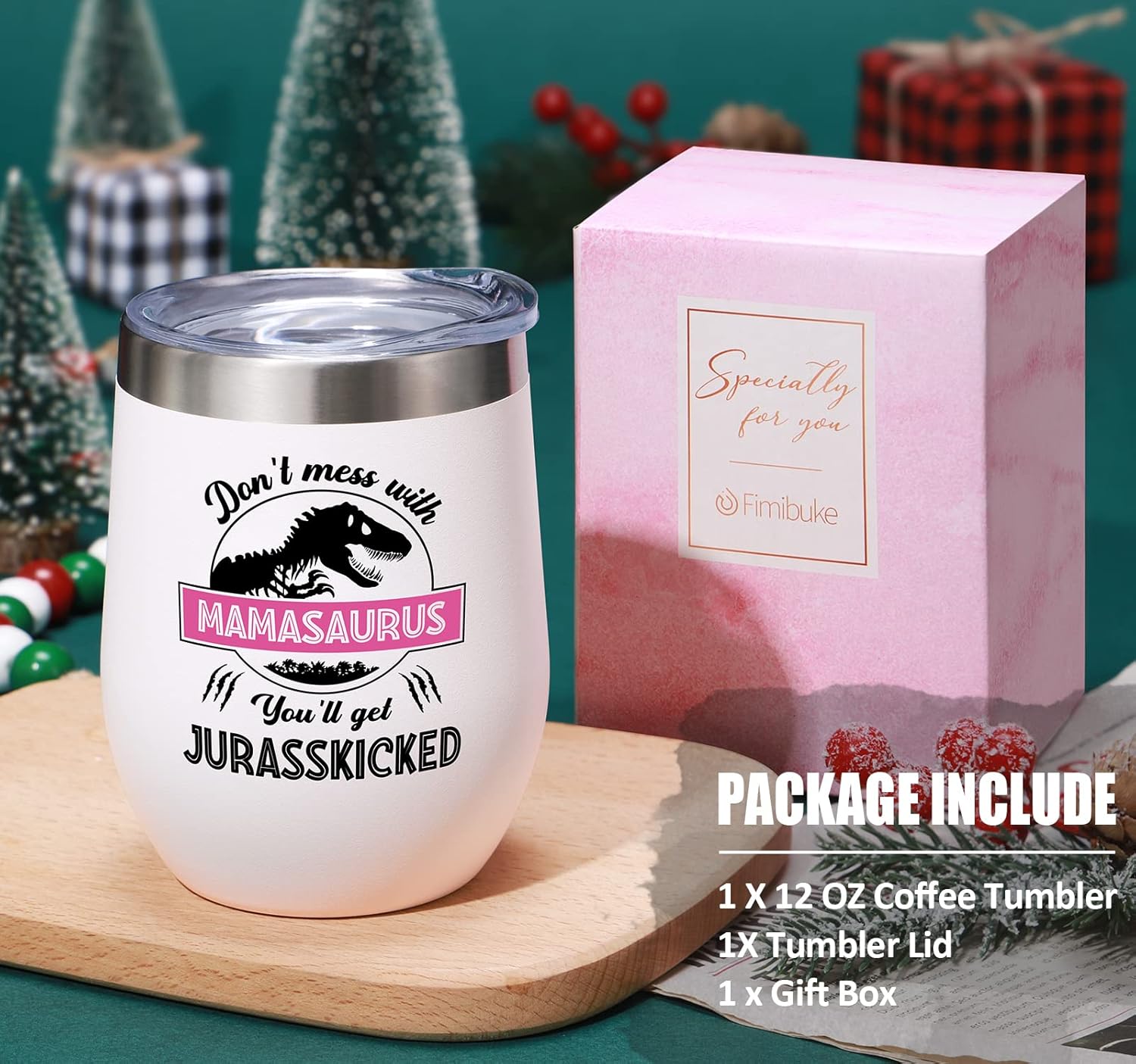 Fimibuke Regalos para mamá de parte de hija, hijo, niños, vaso de vino de 12 onzas, regalos de cumpleaños para mamá, ella, madre, suegra, esposa,