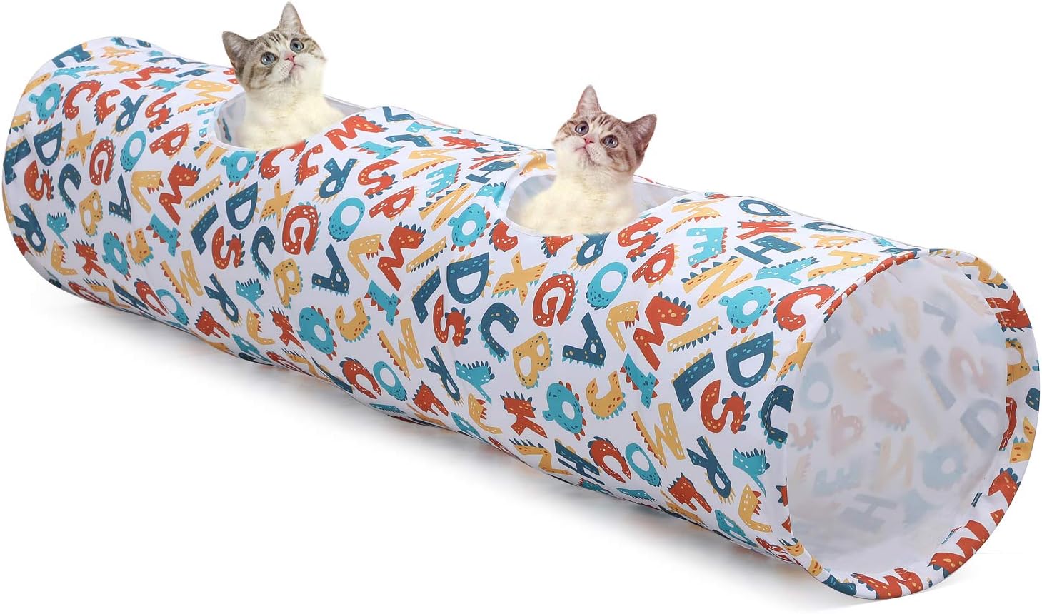 LUCKITTY Juguete de tubo de túnel de gato con bola de felpa, material de felpa Oxford portátil, impermeable, duradero, lavable, interesante patrón