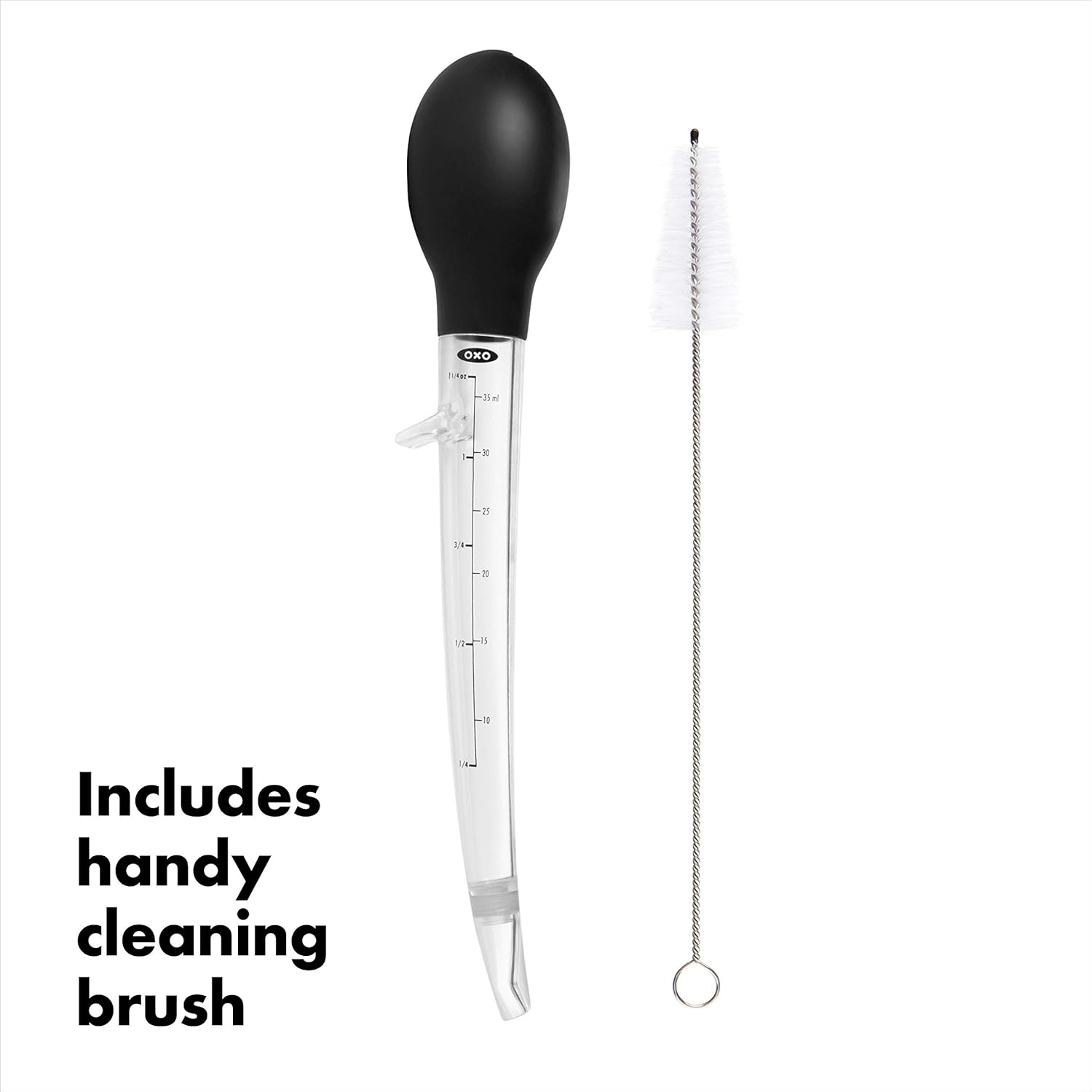 Jeringa de cocina con punta inclinada y cepillo de limpieza, de OXO, A, ClearBlack