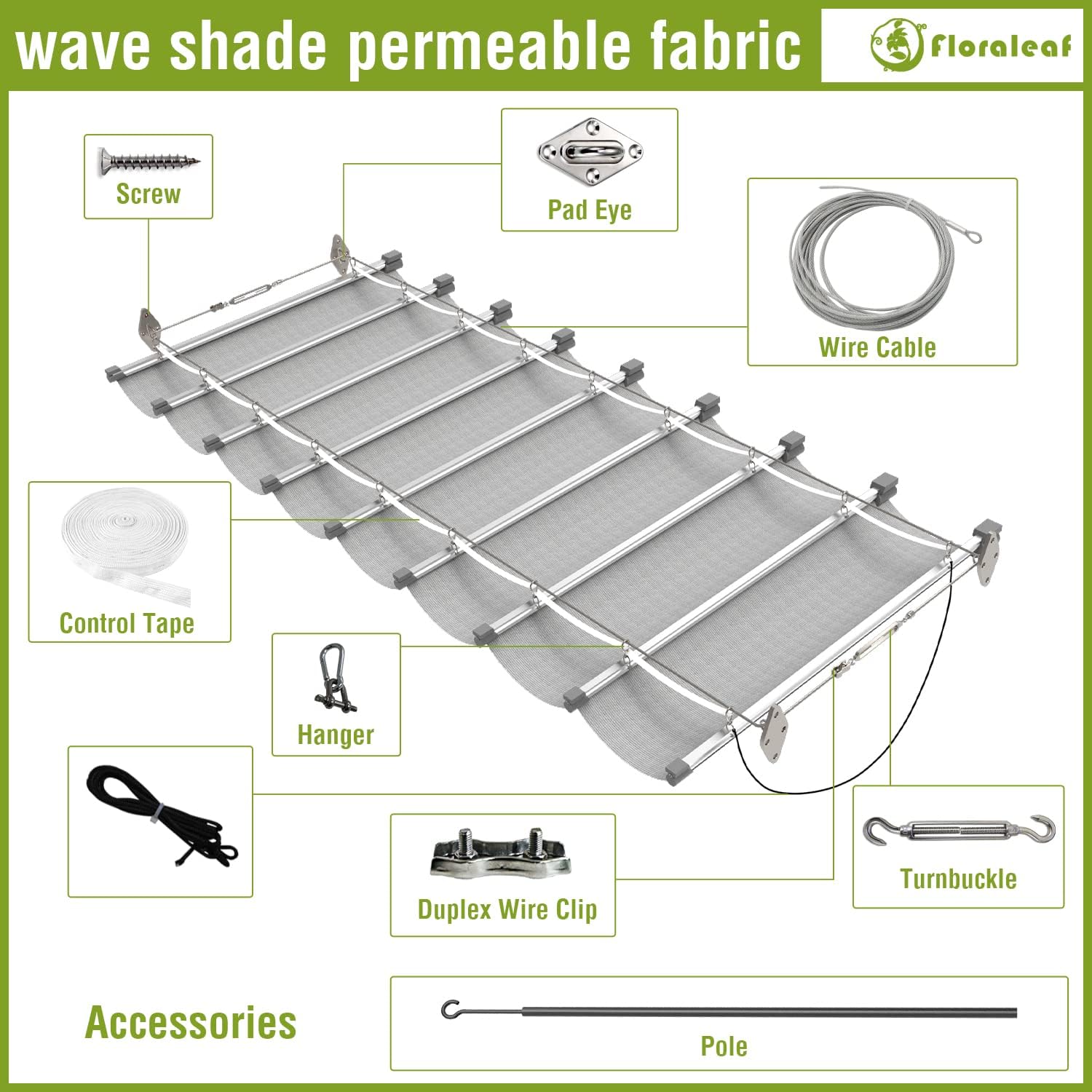 Toldo retráctil de repuesto para pérgola de 3 x 16 pies, con accesorios para cables, para patio, porche, garaje, terraza, toldo
