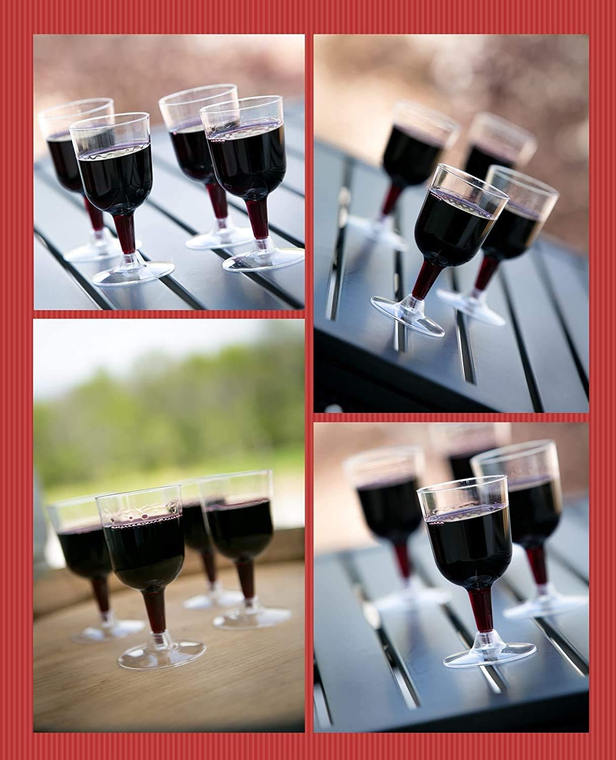 Party Essentials Copas de vino desechables de plástico duro de dos piezas, 100 unidades, 5.5 onzas, transparente