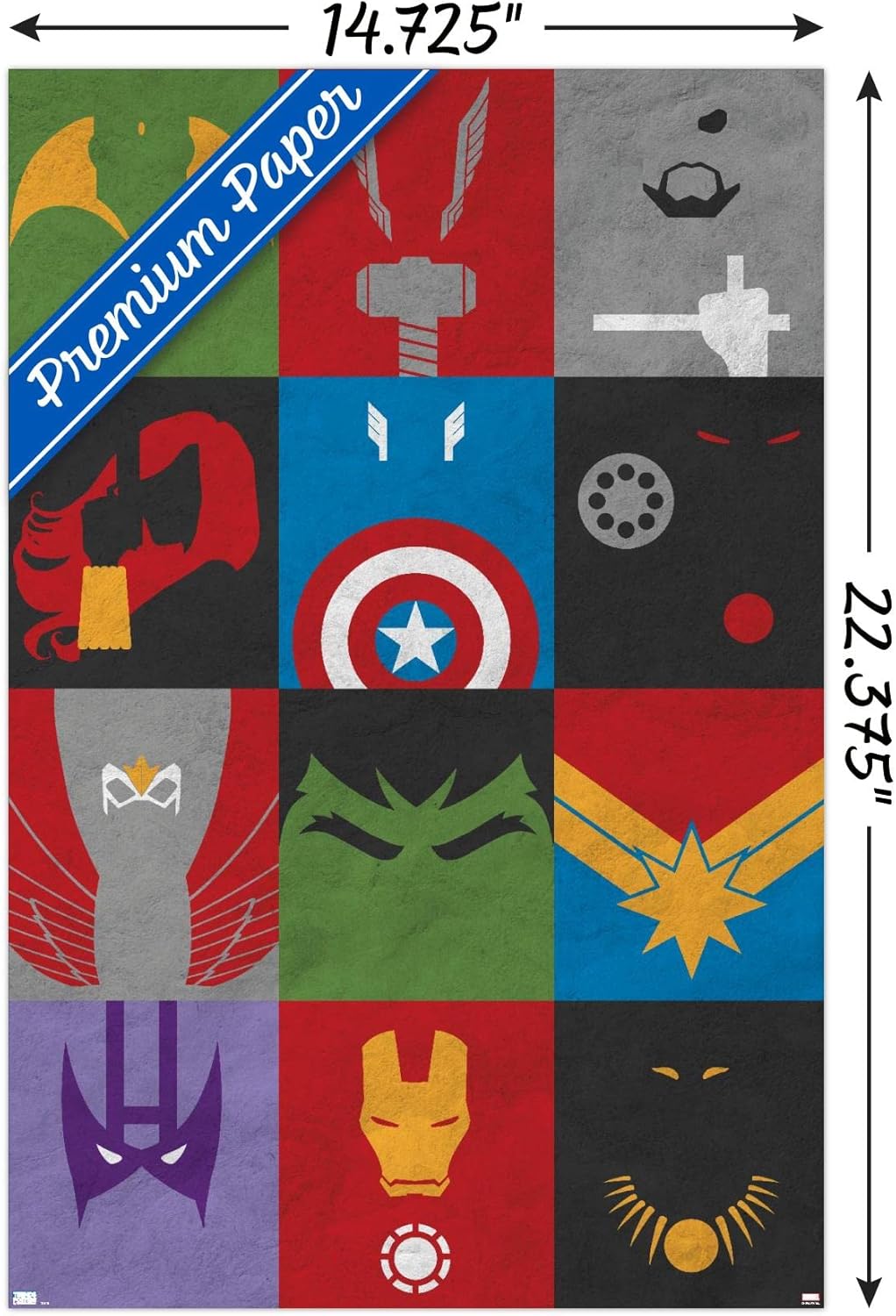 Trends International Marvel Comics-Avengers-Minimalist Grid Mount Póster de pared