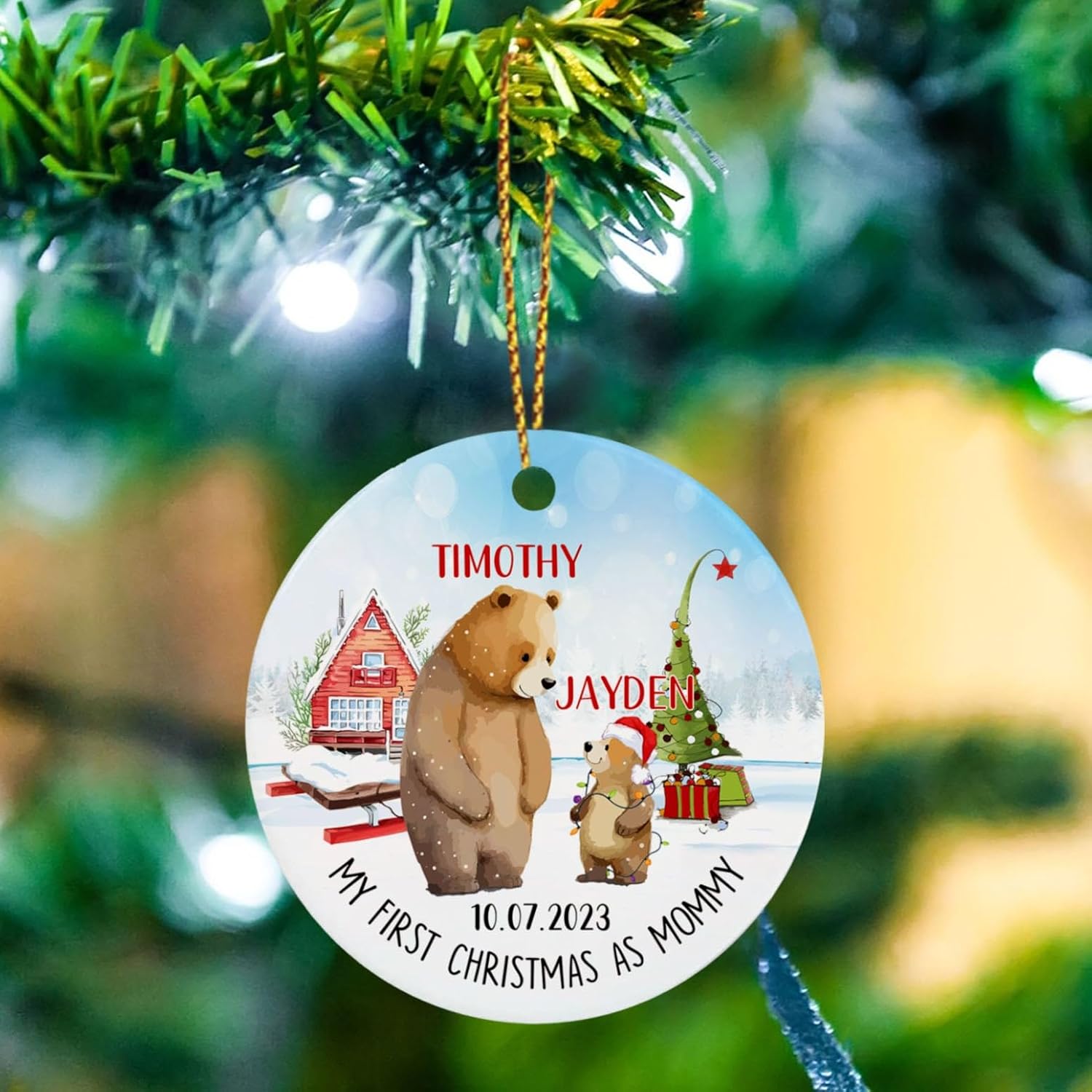 Adorno de Navidad con texto en inglés My First Christmas As Mom, adorno personalizado para árbol de Navidad para mamá y bebé, regalo para mamá