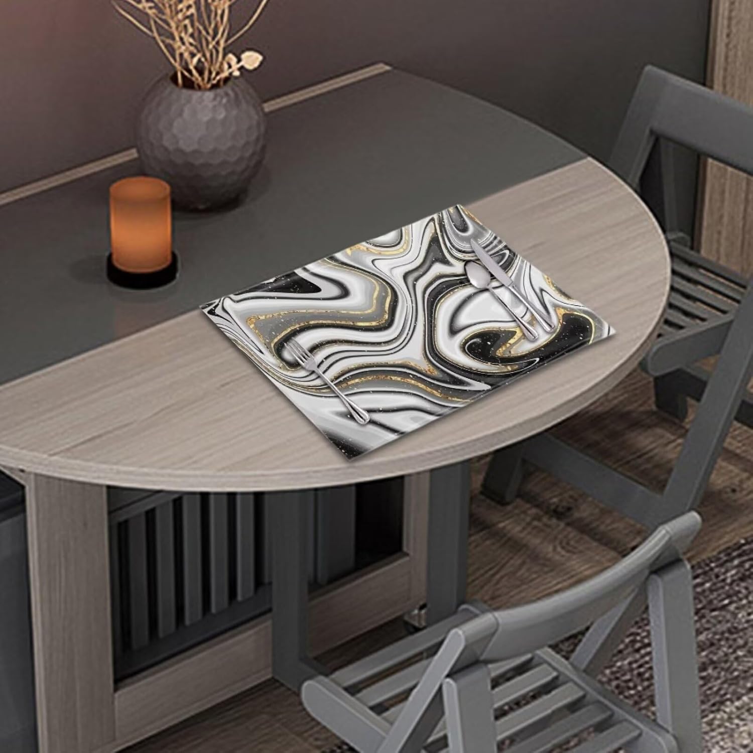 NETILGEN Manteles de mesa lavables resistentes al calor con textura de PVC para mesa de comedor para el hogar al aire libre, decoración de fiestas,