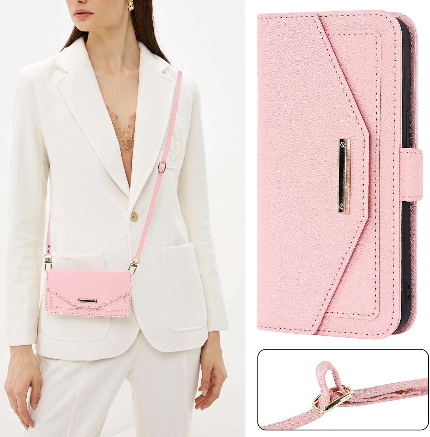 Jaorty Funda tipo cartera cruzada para Google Pixel 7 Pro con correa de cordón ajustable, soporte para tarjetas de crédito de 6.7 pulgadas, bolso de
