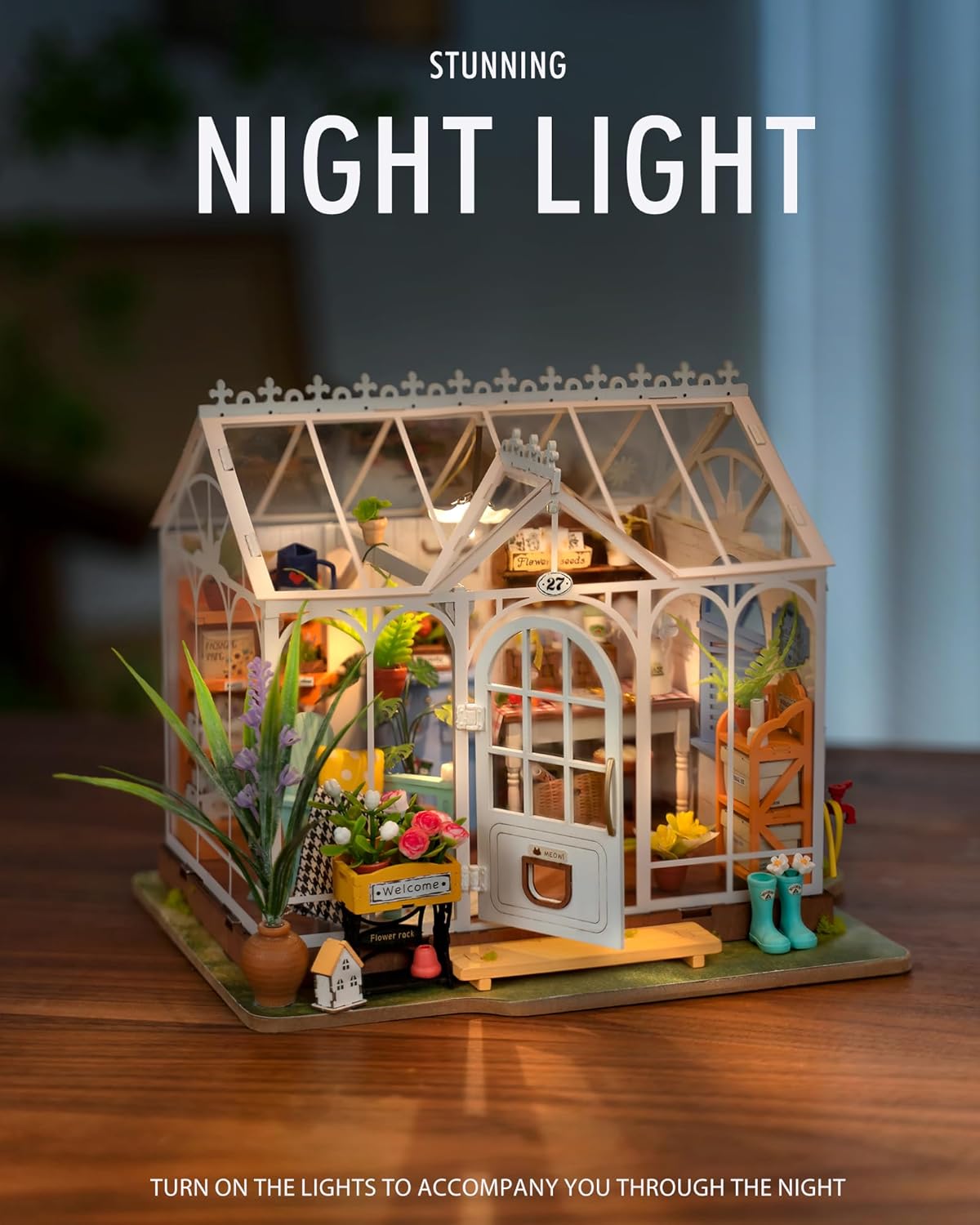 Rolife Kit de casa de muñecas en miniatura para adultos, kit de modelo de mini invernadero, mini cosas, kits de manualidades para adultos, kit de