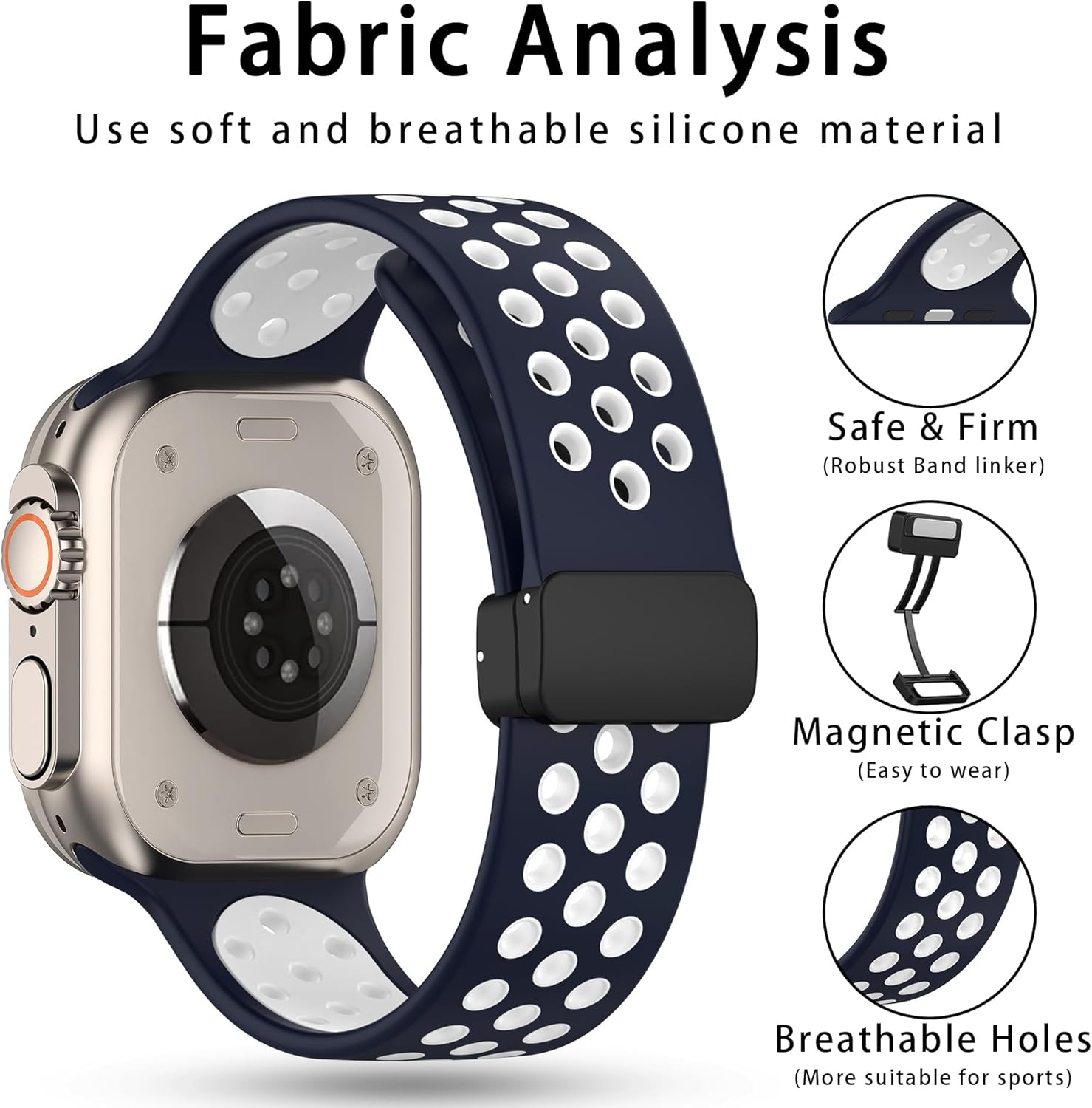 Eiavike Correa deportiva para correas de Apple Watch de 1.929 in, 1.772 in, 1.732 in, 1.654 in, 1.614 in, 1.575 in, 1.496 in, impermeable,