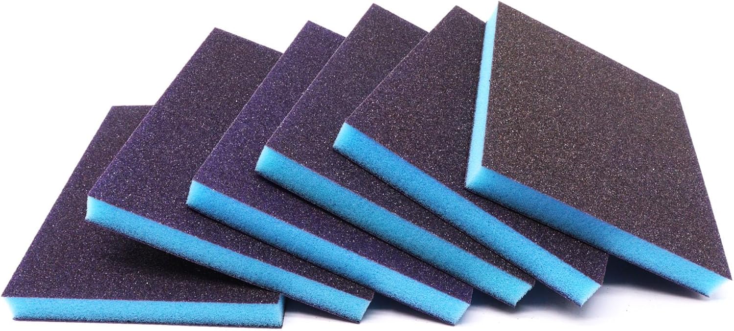SWZHAI 6 esponjas de lijado, bloques de lijado de grano 80, esponja de papel de lija reutilizable, húmedo y seco, esponja de lija para madera,