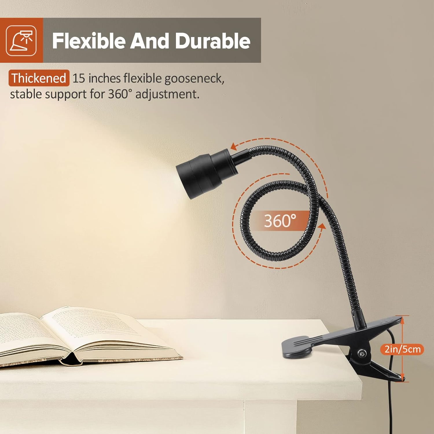 Luces de lectura LED con zoom para cabecera de cama, lámpara de proyector con clip para escritorio, cama de dormitorio, luz de libro con abrazadera