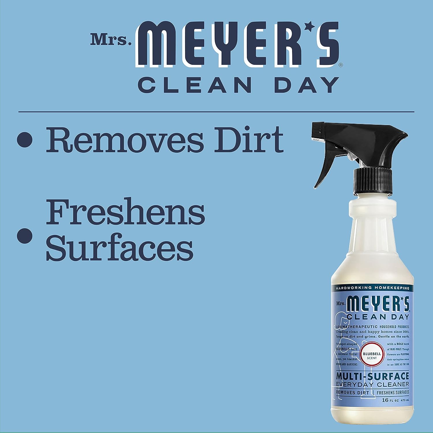Mrs. Meyer’s – Spray limpiador multiusos Bluebell, 16 onzas líquidas, paquete de 3