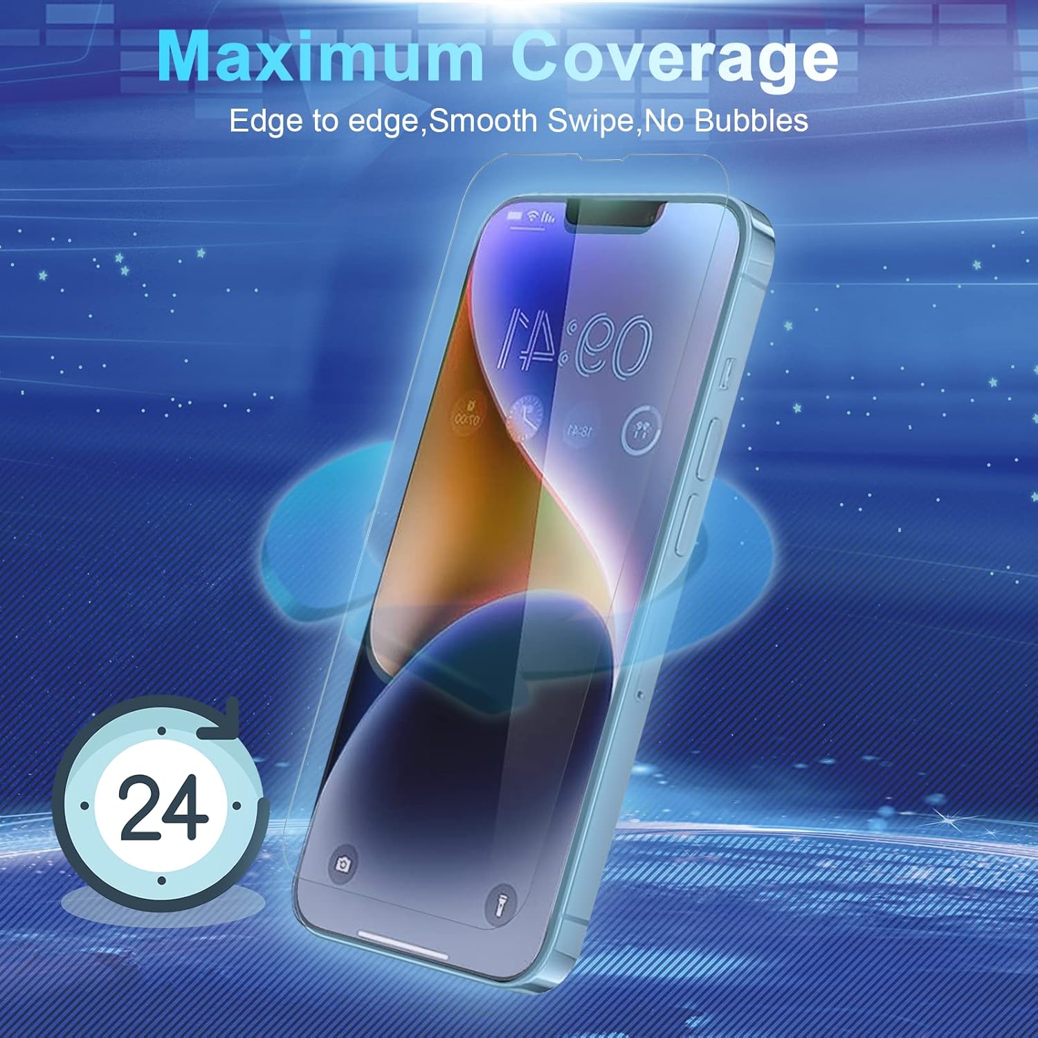 Paquete de 3+3 Protector de pantalla de vidrio templado para iPhone 14, protector de pantalla de lente de cámara con marco de alineación, sensible