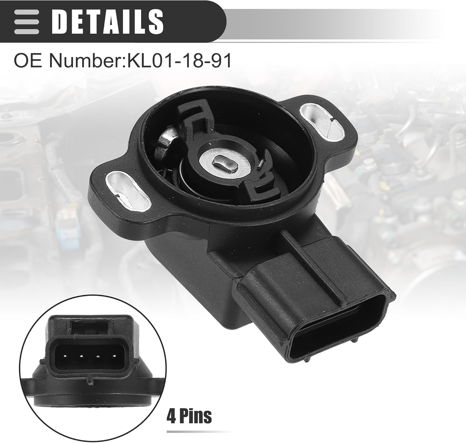 Motoforti Sensor de posición del acelerador, para Mazda MX-6 1993-1997 2.5L, plástico, No.KL01-18-911, negro