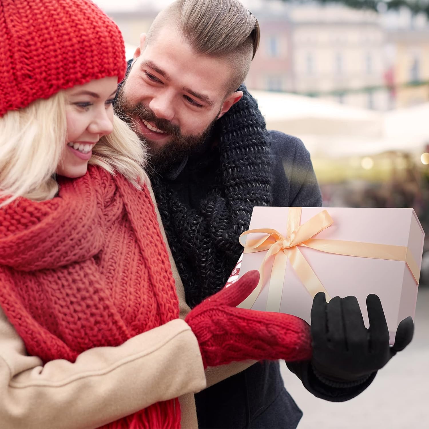 Cajas de regalo con tapas para regalo, pequeña caja de regalo rosa con cinta, cajas de regalo plegables con cierre magnético, caja de propuesta de