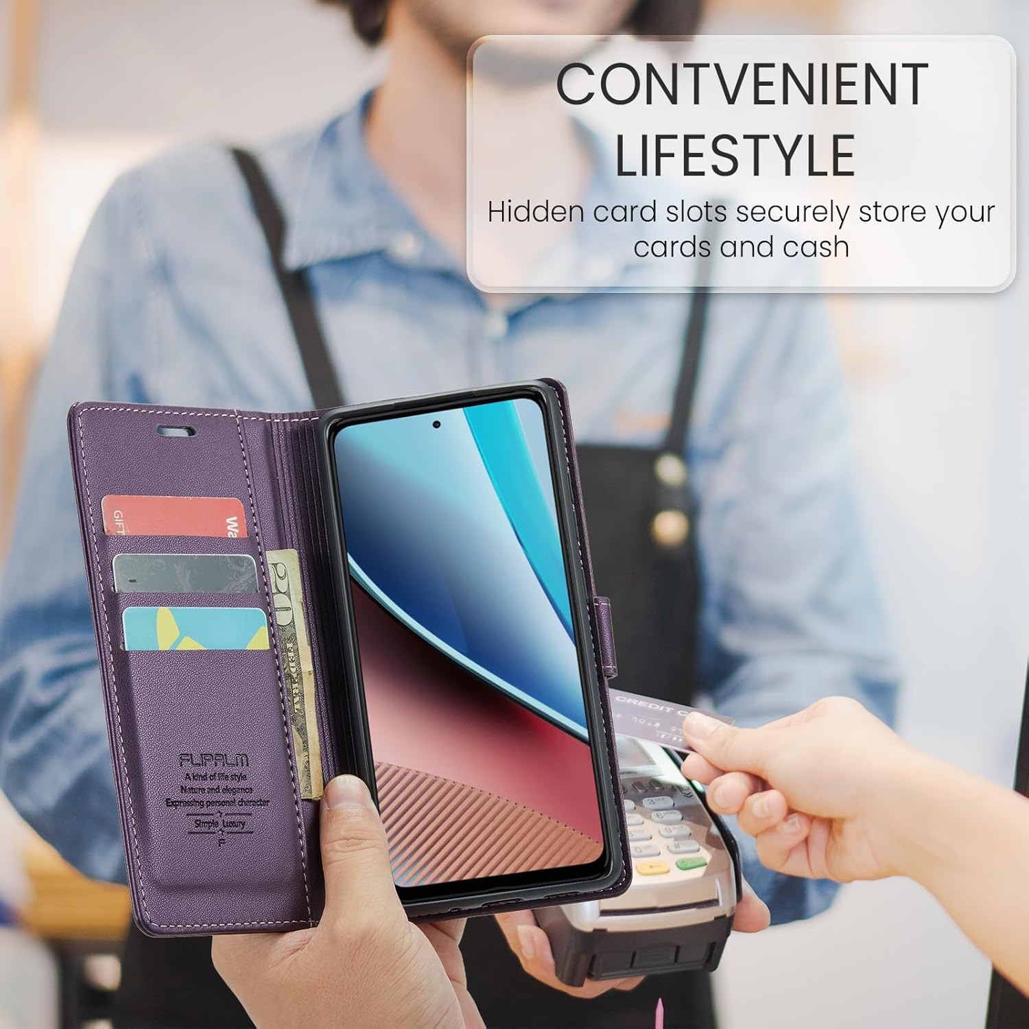 Funda tipo cartera para Samsung Galaxy S23 5G con bloqueo RFID, soporte para tarjeta de crédito, de piel sintética, función atril, funda protectora