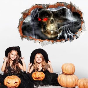 Lamkidle Calcomanías de pared de terror de Halloween, calcomanía de garra de fantasma, calcomanía 3D de romper paredes y calaveras, decoración Lamkidle Calcomanías de pared de terror de Halloween, calcomanía de garra de fantasma, calcomanía 3D de romper paredes y calaveras, decoración
