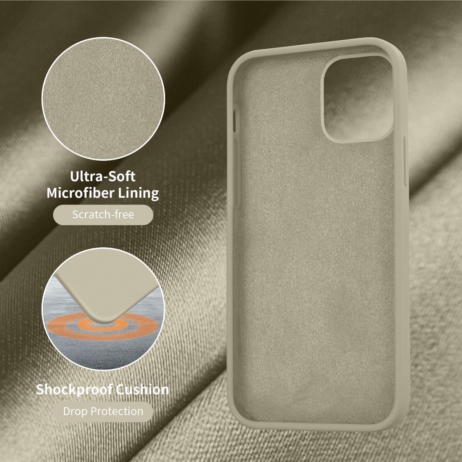 Cordking Funda diseñada para iPhone 12, diseñada para iPhone 12 Pro, funda de silicona a prueba de golpes con forro de microfibra suave antiarañazos