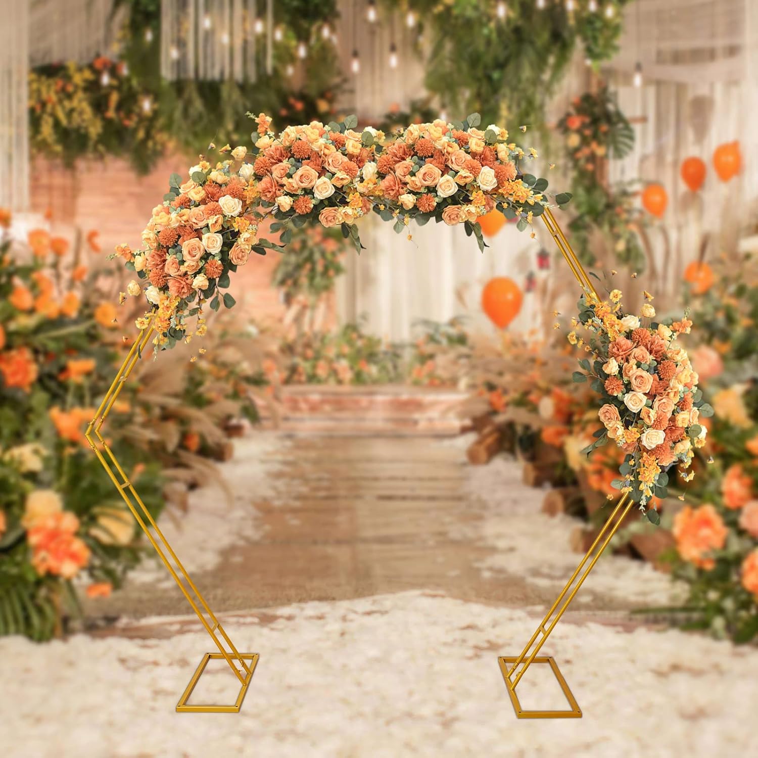 Soporte hexagonal de metal para arco de boda de 8.2 pies, soporte de marco de arco de jardín, soporte de arco de fotografía para bodas, fiestas,
