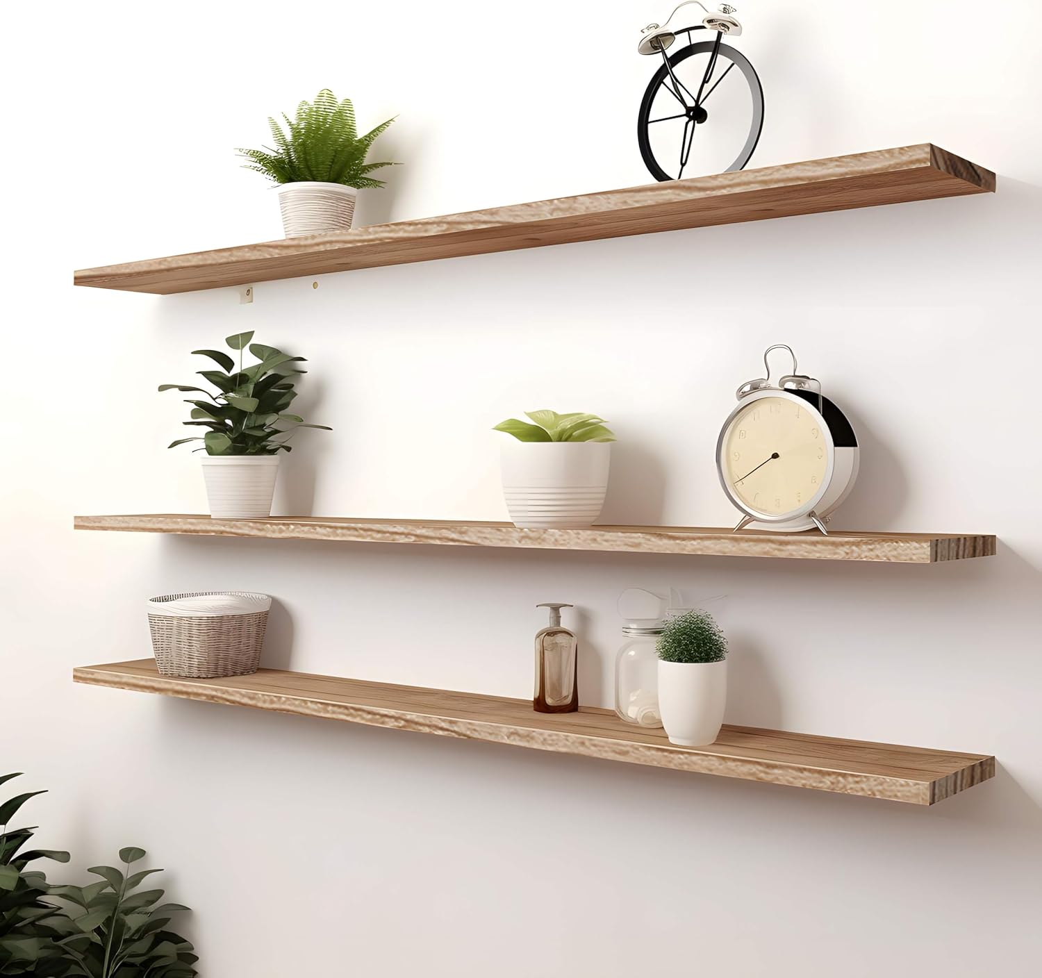 YYWUOJJ Estantes flotantes de madera para decoración de pared, estantes de pared rústicos para dormitorio, baño, cocina, sala de estar, juego de 4