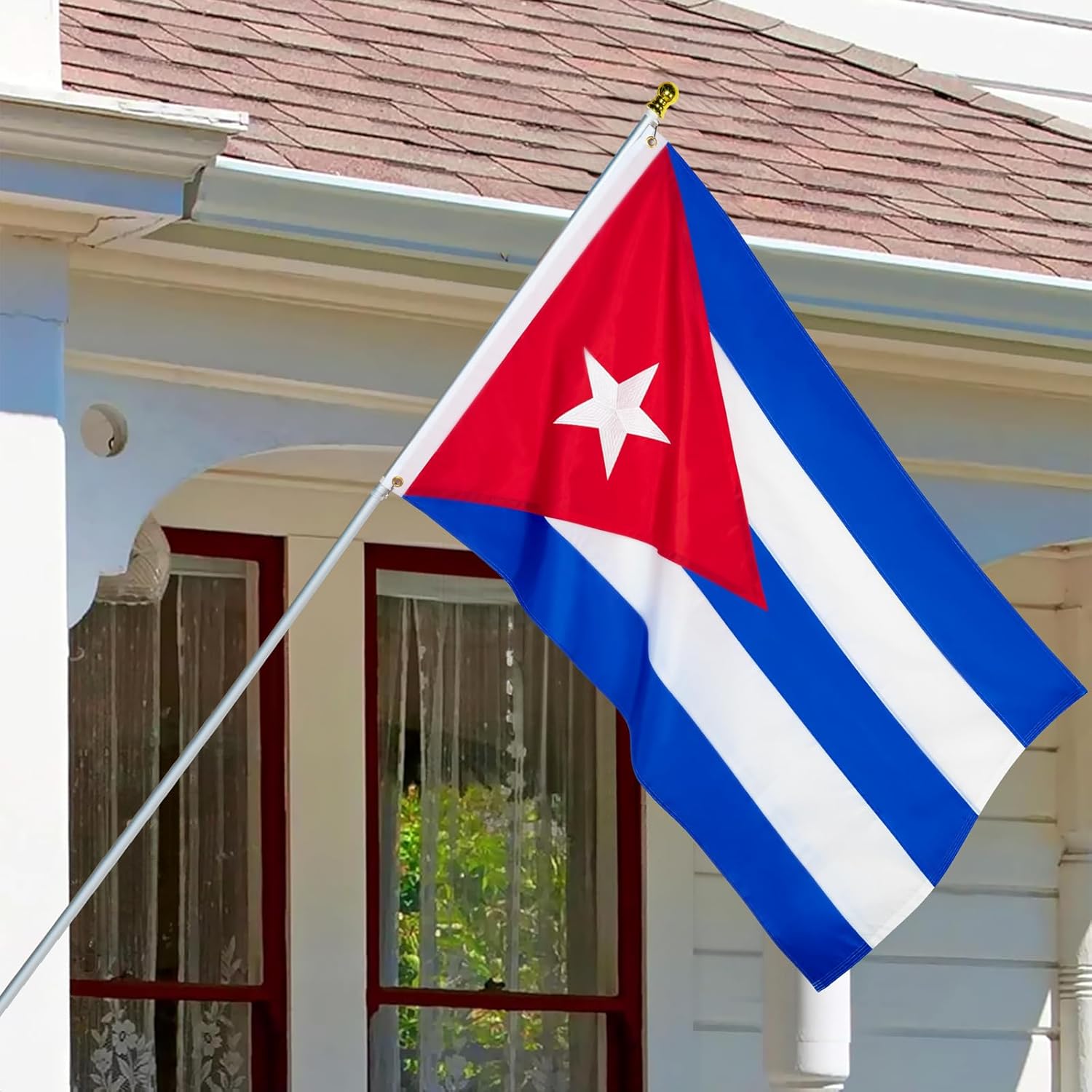 Bandera de Cuba de 3 x 5 pies para exterior, nailon resistente, rayas cosidas, a prueba de decoloración, de larga duración, bandera nacional cubana